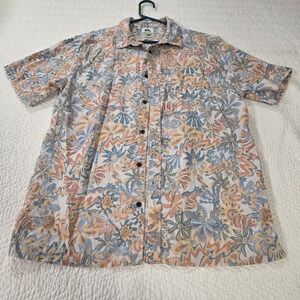 Quiksilver Mens Large Regular Fit Floral Abstract Short Sleeve Button Up Shirt